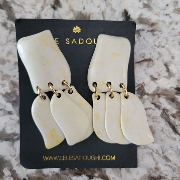 Lele Sadoughi Garden Iris Howlite Clip-On Earrings - Picture 1 of 6